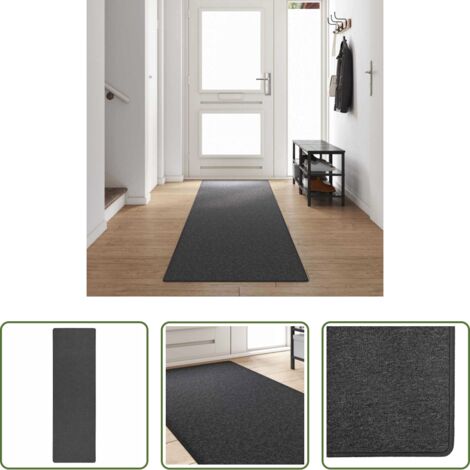 Tappeto in polipropilene -  Runner in Moquette Grigio scuro 80 x 500 cm 100% Polipropilene