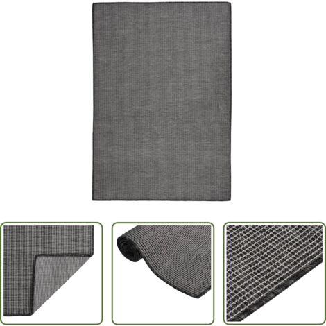 Tappeto in polipropilene -  Tappeto da Esterni a Tessitura Piatta 160x230 cm Grigio