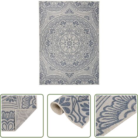 Tappeto in polipropilene -  Tappeto da Esterni a Tessitura Piatta 200x280 cm Motivo Blu