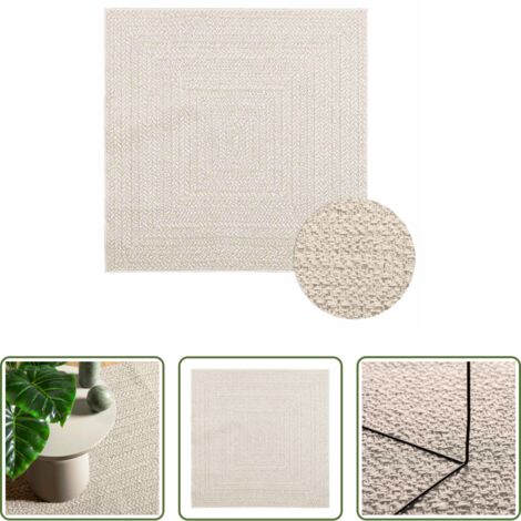 Tappeto in polipropilene -  Tappeto ZIZUR Crema 120x120 cm Aspetto Iuta Interni ed Esterni
