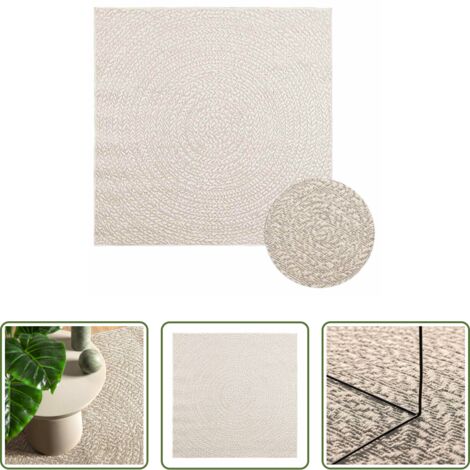 Tappeto in polipropilene -  Tappeto ZIZUR Crema 120x120 cm Aspetto Iuta Interni ed Esterni