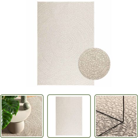 Tappeto in polipropilene -  Tappeto ZIZUR Crema 120x170 cm Aspetto Iuta Interni ed Esterni