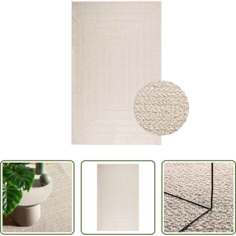 Tappeto in polipropilene -  Tappeto ZIZUR Crema 160x230 cm Aspetto Iuta Interni ed Esterni