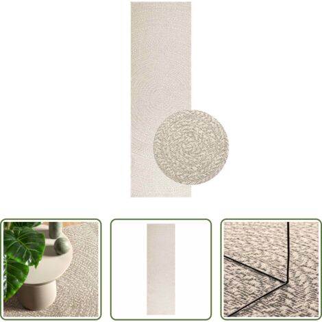 Tappeto in polipropilene -  Tappeto ZIZUR Crema 80x250 cm Aspetto Iuta Interni ed Esterni