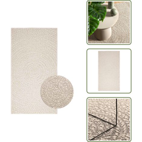 Tappeto in polipropilene - vidaXL Tappeto ZIZUR Crema 80x150 cm Aspetto Iuta Interni ed Esterni - Tappeto con effetto juta