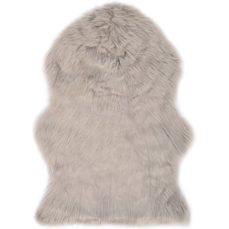Tappeto in Similpelle di Pecora con base Antiscivolo 60x90 cm vari colori colore : Grigio Chiaro