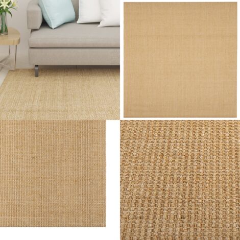 Tappeto in Sisal Naturale 100 x 100 cm - Tappeto antiscivolo - Tappeto per interni