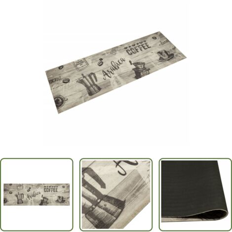 Tappeto in velluto -  Tappeto da Cucina Lavabile Grigio Caffè 60x180 cm in Velluto