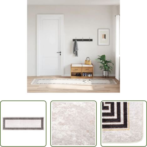 Tappeto in velluto -  Tappeto Lavabile 80x300 cm Beige Chiaro