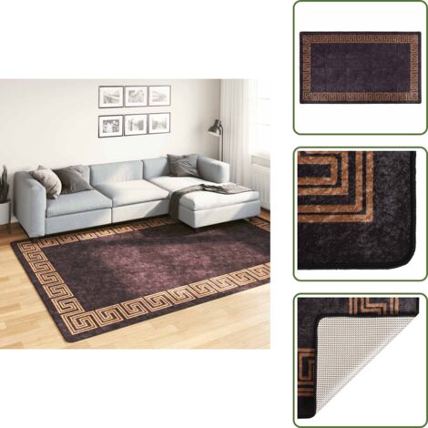 Tappeto in velluto - vidaXL Tappeto Lavabile 190x300 cm Nero e Oro Antiscivolo - Tappeto per casa
