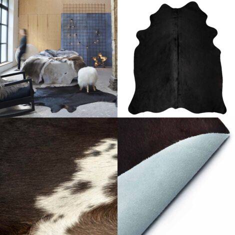 Tappeto in Vera Pelle Bovina Nero 150x170 cm - Tappeto in pelle bovina - Tappeto nero