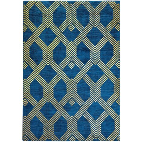 Tappeto in viscosa e cotone blu marino e oro 140 x 200 cm Vekse