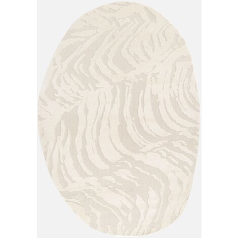 Tappeto interno a forma di ciottolo con rilievo crema