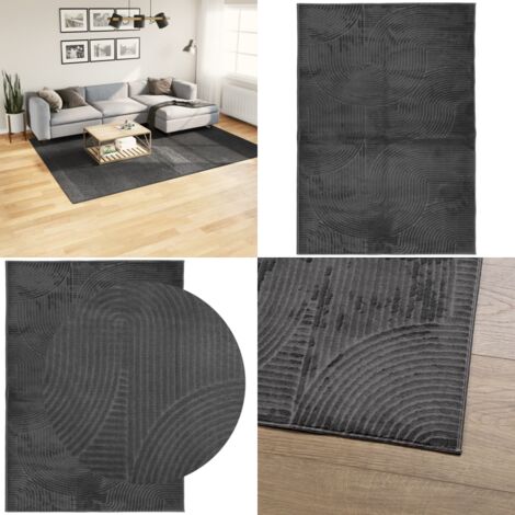 Tappeto IZA a Pelo Corto Aspetto Scandinavo antracite 200x280cm - Tappeto morbido - Tappeto antiscivolo