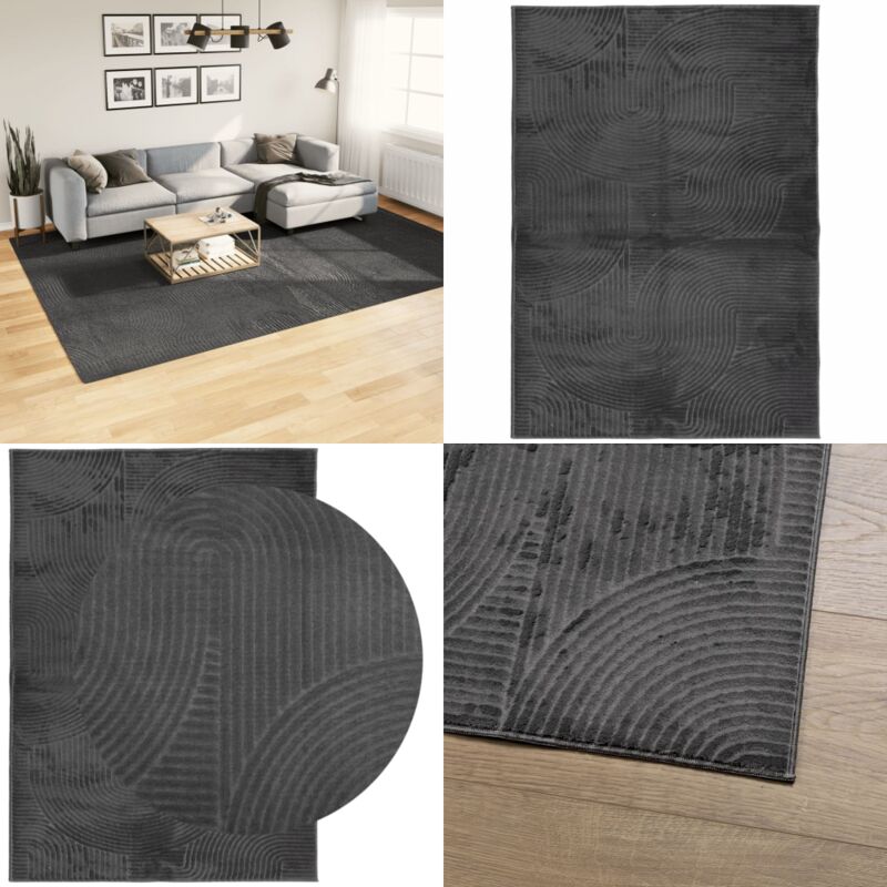 Tappeto IZA a Pelo Corto Aspetto Scandinavo antracite 240x340cm - Tappeto morbido - Tappeto antiscivolo