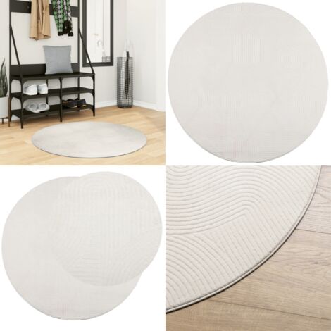 Tappeto IZA a Pelo Corto con Aspetto Scandinavo Crema Ø 100 cm - Tappeto morbido - Tappeto antiscivolo