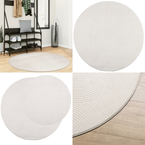 Tappeto IZA a Pelo Corto con Aspetto Scandinavo Crema Ø 120 cm - Tappeto morbido - Tappeto antiscivolo