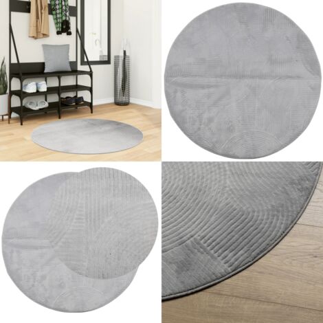 Tappeto IZA a Pelo Corto con Aspetto Scandinavo Grigio Ø 100 cm - Tappeto morbido - Tappeto antiscivolo