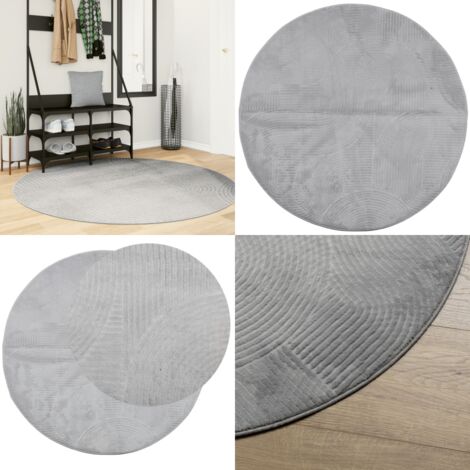 Tappeto IZA a Pelo Corto con Aspetto Scandinavo Grigio Ø 160 cm - Tappeto morbido - Tappeto antiscivolo