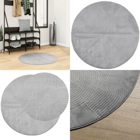 Tappeto IZA a Pelo Corto con Aspetto Scandinavo Grigio Ø 80 cm - Tappeto morbido - Tappeto antiscivolo