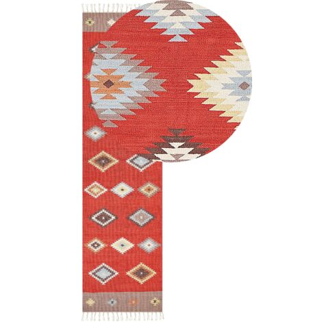 Tappeto kilim lana multicolore 80 x 300 cm VOSKEHAT