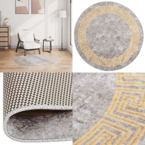 Tappeto Lavabile φ120 cm Grigio Antiscivolo - Tappeto antiscivolo - Tappeto in velluto