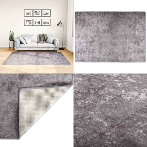 Tappeto Lavabile 120x180 cm Grigio Antiscivolo - Tappeto antiscivolo - Tappeto in velluto