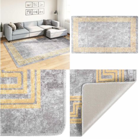 Tappeto Lavabile 190x300 cm Grigio Antiscivolo - Tappeto antiscivolo - Tappeto grigio