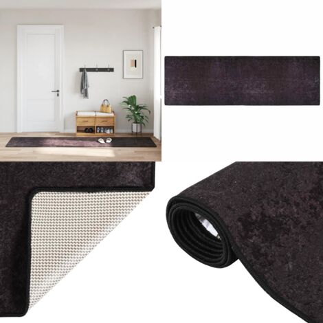 Tappeto Lavabile 80x300 cm Antracite Antiscivolo - Tappeto antiscivolo - Tappeto in poliestere