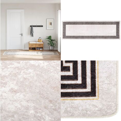 Tappeto Lavabile 80x300 cm Beige Chiaro Antiscivolo - Tappeto in velluto - Tappeto antiscivolo