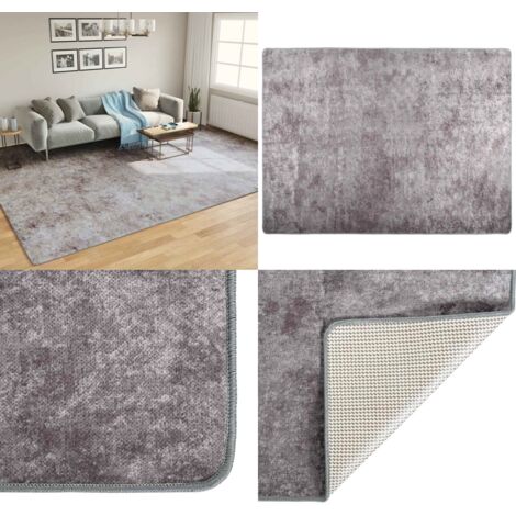 Tappeto Lavabile Grigio 400x300 cm Antiscivolo - Tappeto lavabile - Tappeto in poliestere