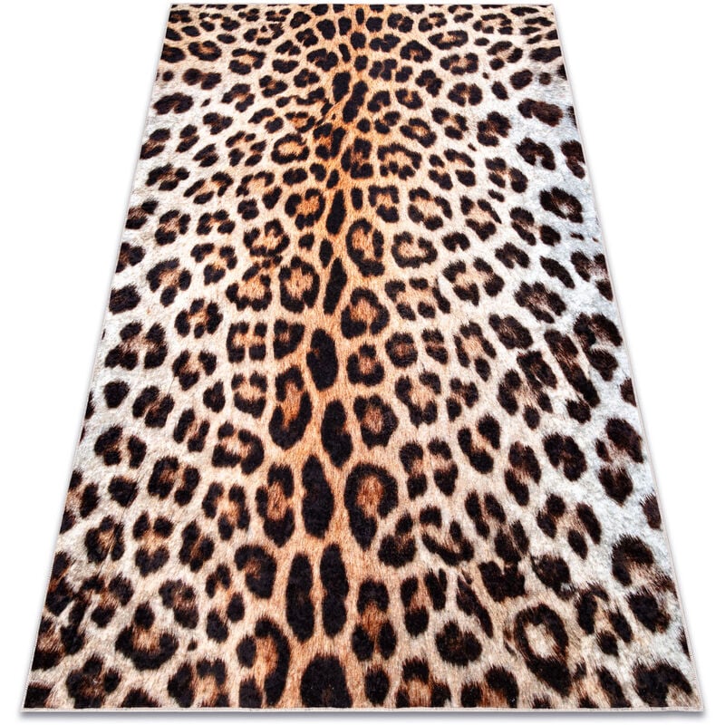 Image of Tappeto lavabile miro 51568.804 Motivo leopardato antiscivolo - crema / marrone beige 140x190 cm