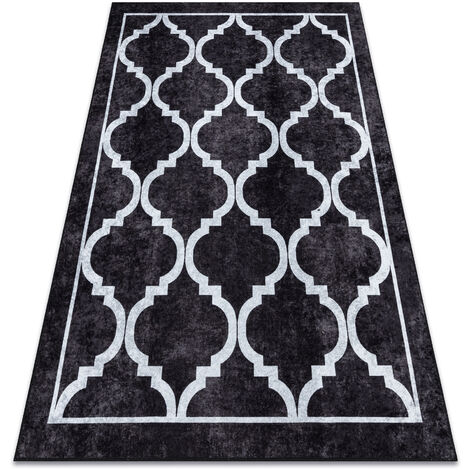 Tappeto lavabile MIRO 51639.806 Trellis reticolo antiscivolo - nero black 160x220 cm
