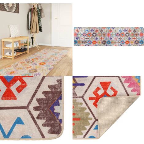 Tappeto Lavabile Multicolore 80x300 cm Antiscivolo - Tappeto lavabile - Tappeto morbido