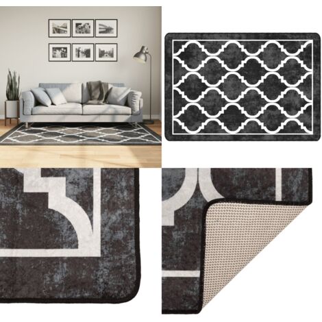 Tappeto Lavabile Nero e Bianco 120x180 cm Antiscivolo - Tappeto lavabile - Tappeto morbido