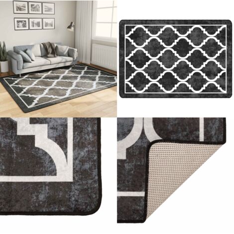 Tappeto Lavabile Nero e Bianco 160x230 cm Antiscivolo - Tappeto lavabile - Tappeto morbido