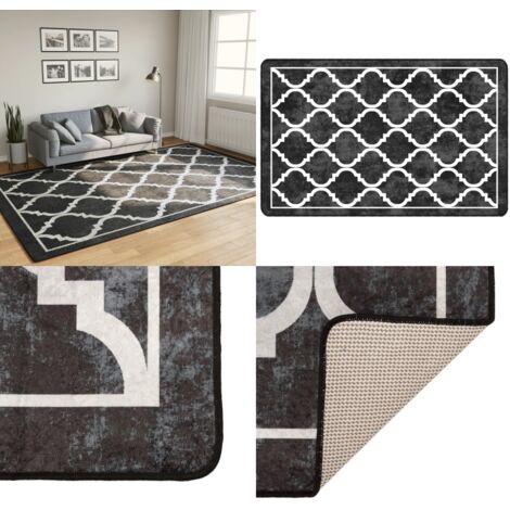 Tappeto Lavabile Nero e Bianco 190x300 cm Antiscivolo - Tappeto lavabile - Tappeto morbido
