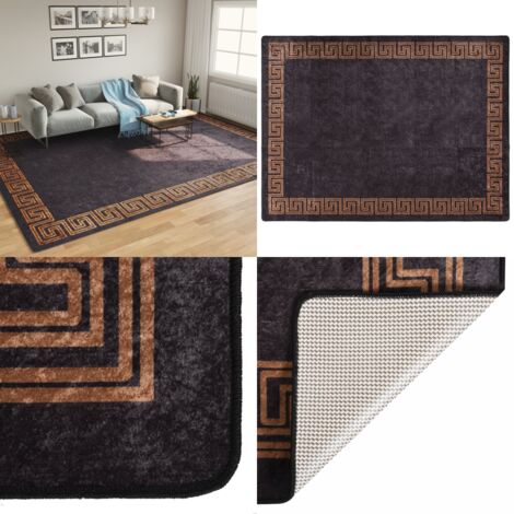 Tappeto Lavabile Nero e Oro 400x300 cm Antiscivolo - Tappeto lavabile - Tappeto morbido