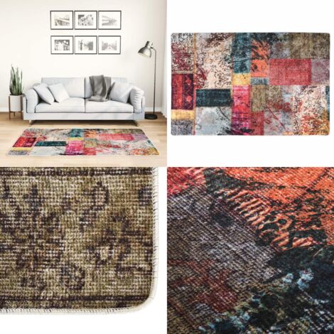 Tappeto Lavabile Patchwork 80x150 cm Multicolore Antiscivolo - Tappeto antiscivolo - Tappeto in velluto