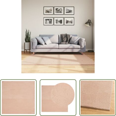 Tappeto lavabile -  Tappeto a Pelo Corto HUARTE Morbido e Lavabile Rosato 160x160cm