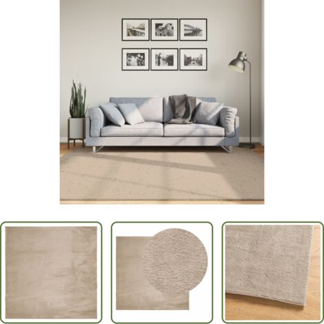 Tappeto lavabile -  Tappeto a Pelo Corto HUARTE Morbido e Lavabile Sabbia 200x200cm