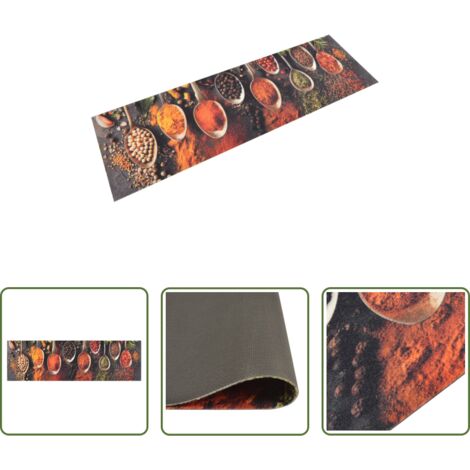 Tappeto lavabile -  Tappeto da Cucina Lavabile Cucchiai e Spezie 45x150 cm Velluto