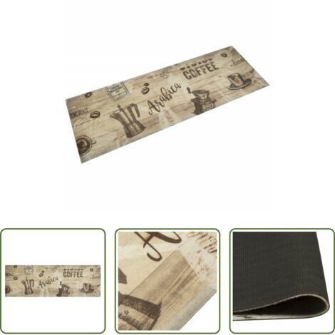Tappeto lavabile -  Tappeto da Cucina Lavabile Marrone Caffè 60x180 cm in Velluto