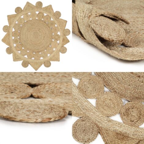 Tappeto Lavorato a Mano in Juta Intrecciata 120 cm - Tappeto artigianale - Tappeto naturale