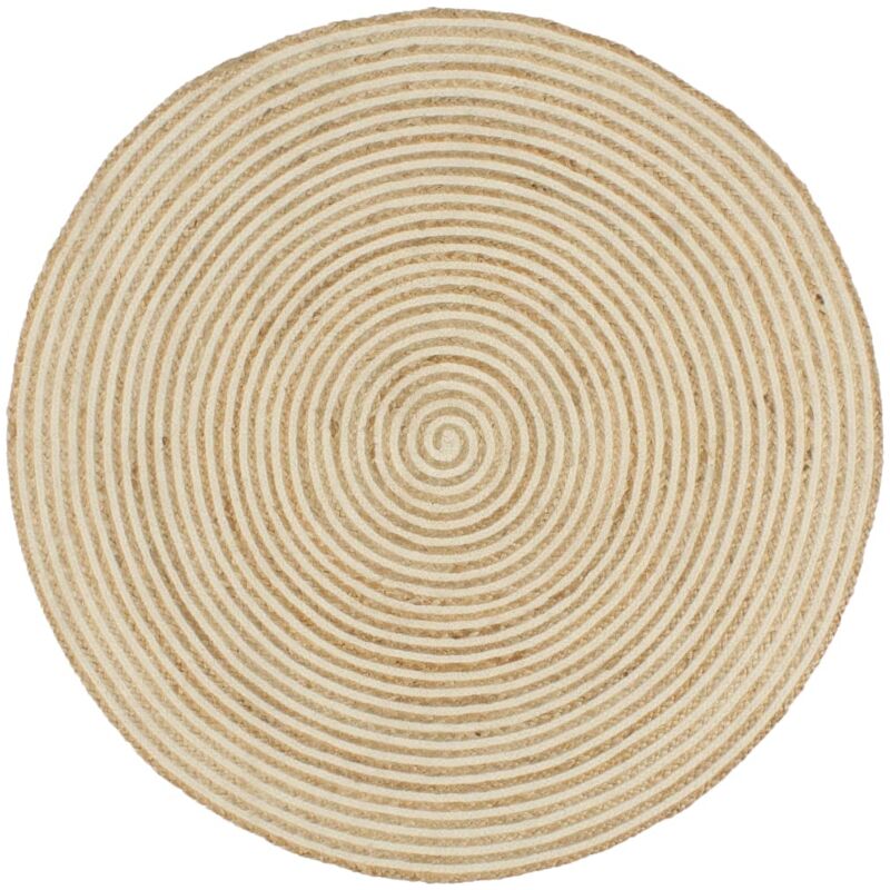 Tappeto Lavorato a Mano in Juta Design a Spirale Bianco 120 cm Vidaxl 88415