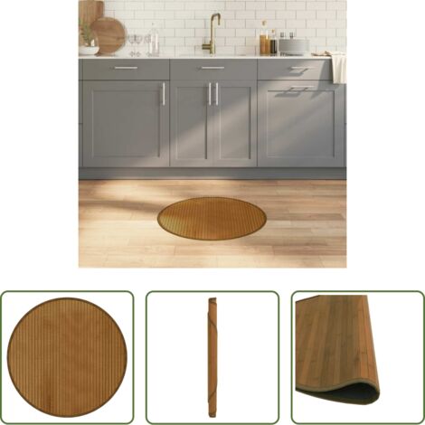 Tappeto marrone -  Tappeto Rotondo Marrone 60 cm in Bambù