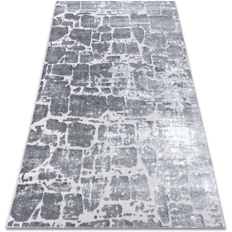 Image of Tappeto mefe moderno 6184 Pavimentazione mattone - Structural due livelli di pile grigio scuro grey 180x270 cm