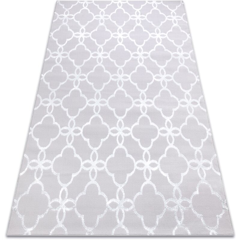 Image of Tappeto mefe moderno 8504 Traliccio, fiori - Structural due livelli di pile grigio / bianca grey 160x220 cm