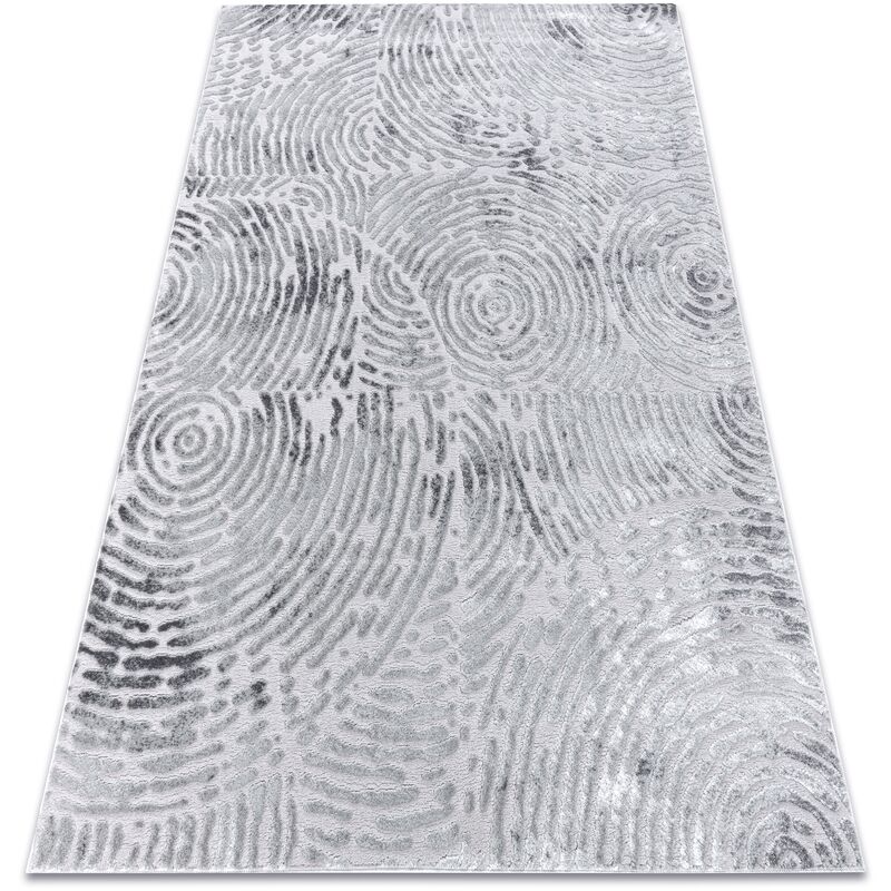 Image of Rugsx - Tappeto mefe moderno 8725 cerchi impronta digitale - Structural due livelli di pile grigio grey 80x150 cm