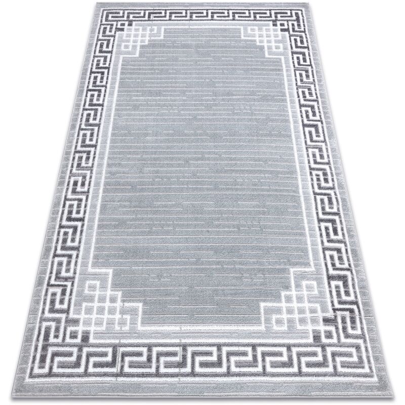 Image of Tappeto mefe moderno 9096 Telaio, chiave greca - Structural due livelli di pile grigio grey 160x220 cm